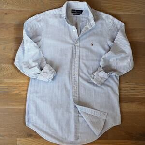 VTG 90s Ralph Lauren Striped Button Down Oxford Shirt Pony Logo Mens Medium